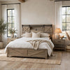 Amna Farmhouse King Bed | LED Storage and Charging Station | Gray Wood