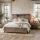Amna Farmhouse King Bed | LED Storage and Charging Station | Gray Wood