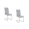 Waldy Dining Chairs | Chrome Metal Base | Set of 2 | Gray Faux Leather