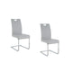 Waldy Dining Chairs | Chrome Metal Base | Set of 2 | Gray Faux Leather