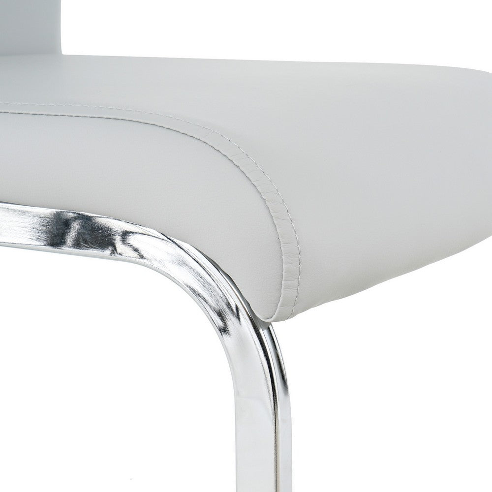 Waldy Dining Chairs | Chrome Metal Base | Set of 2 | Gray Faux Leather