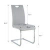 Waldy Dining Chairs | Chrome Metal Base | Set of 2 | Gray Faux Leather