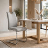 Waldy Dining Chairs | Chrome Metal Base | Set of 2 | Gray Faux Leather