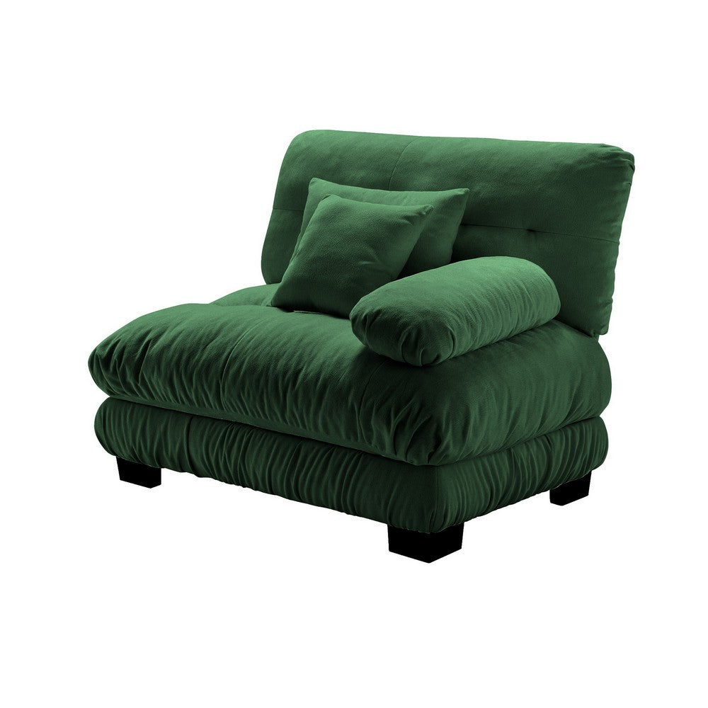 Erico Modular Sofa with Pillows and LSF Arm | Green Chenille 47"