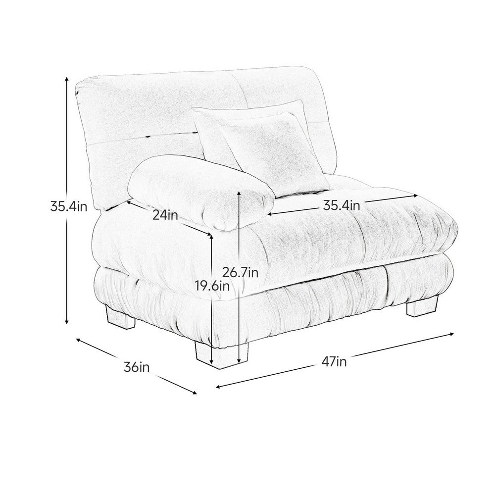 Erico Modular Sofa with Pillows and LSF Arm | Green Chenille 47"