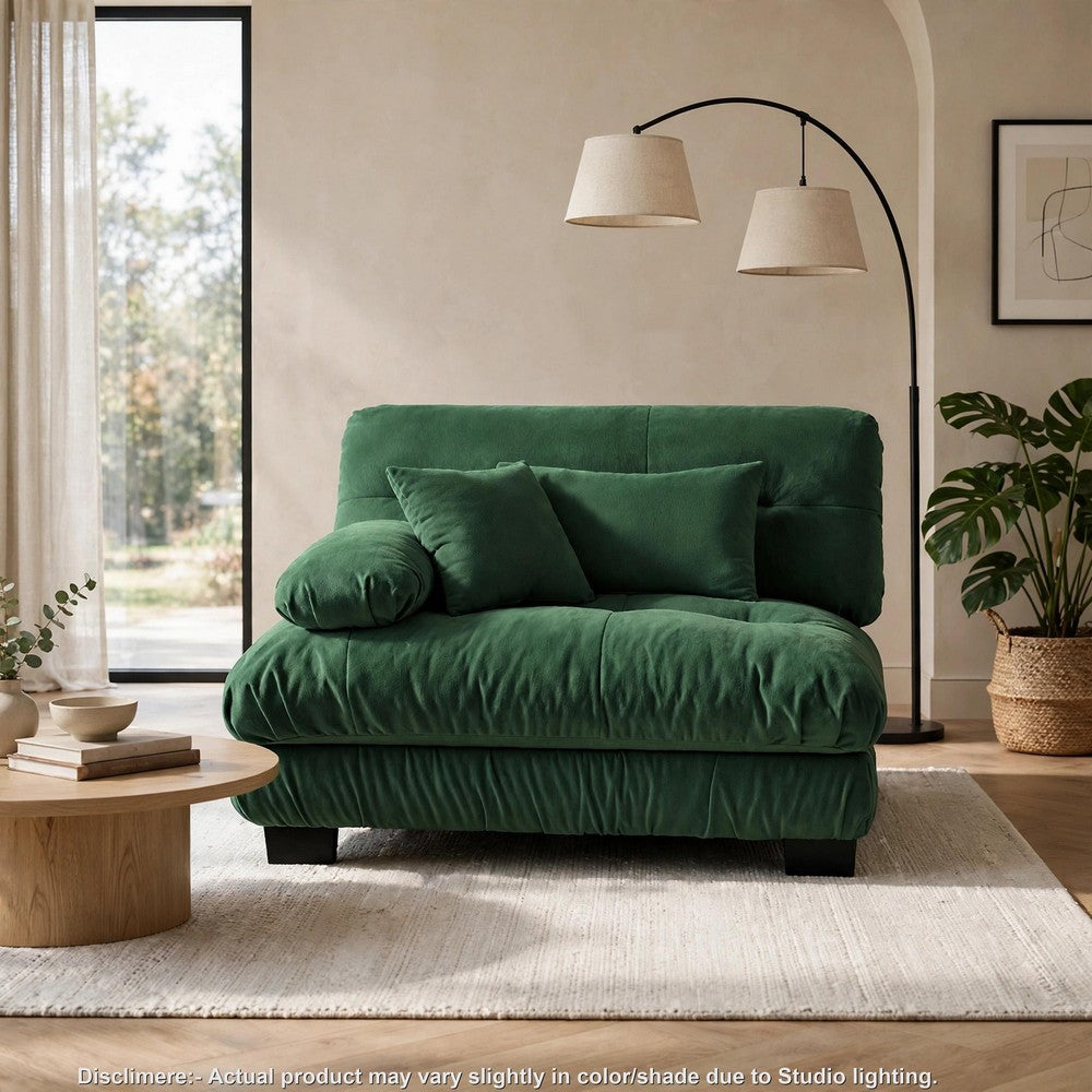 Erico Modular Sofa with Pillows and LSF Arm | Green Chenille 47"