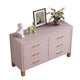 Rique Wide Dresser | 6 Drawers | Brown Wood Legs | Gold Metal Handles | Pink