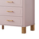 Rique Wide Dresser | 6 Drawers | Brown Wood Legs | Gold Metal Handles | Pink