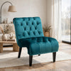 Zulfi Accent Chair with Tufted Back and Wooden Legs | Teal Velvet