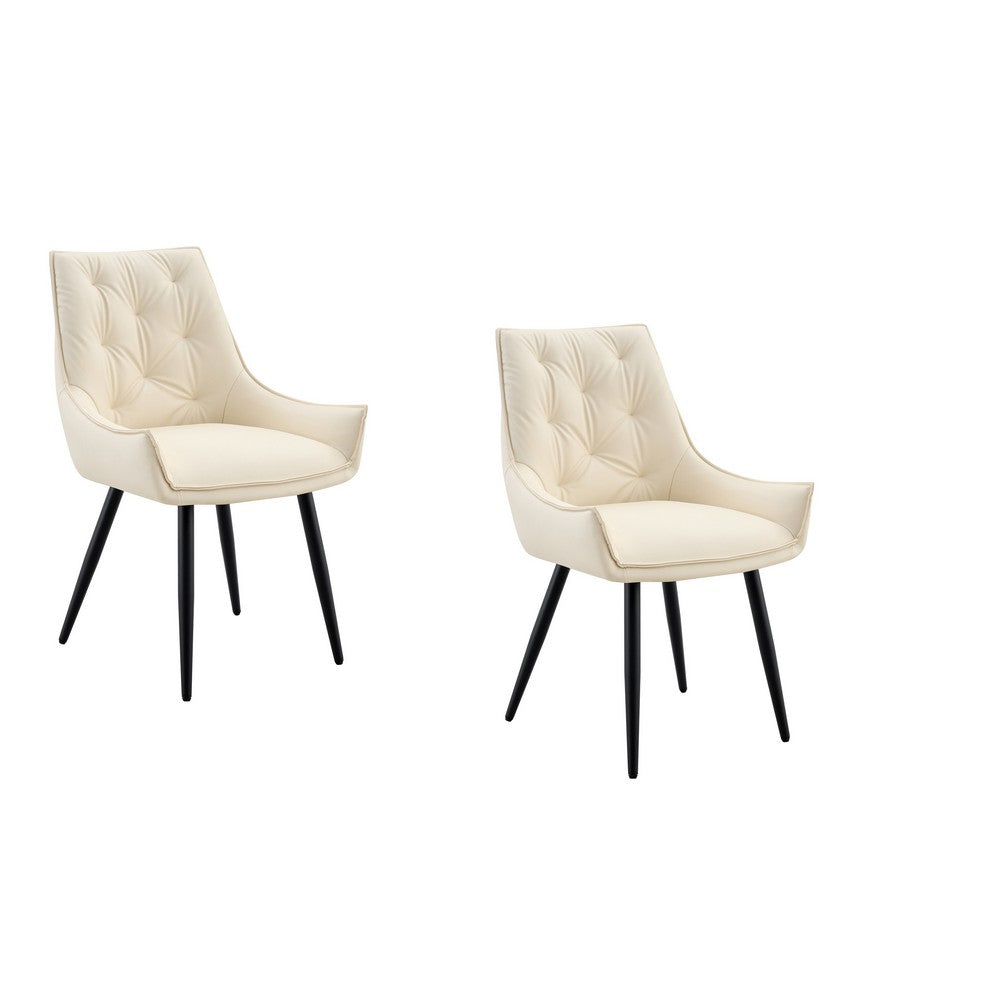 Ashley Dining Chairs with Armrests | Set of 2 | Off-White Faux Leather