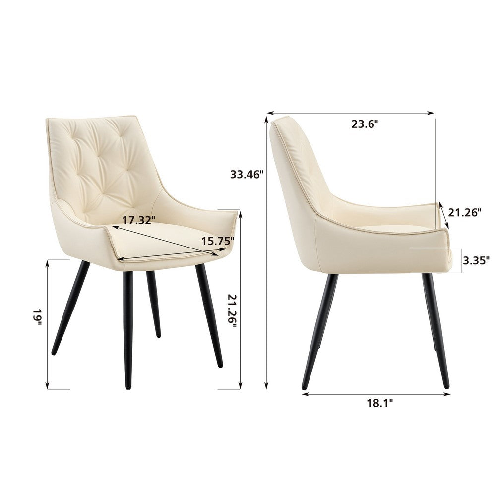 Ashley Dining Chairs with Armrests | Set of 2 | Off-White Faux Leather