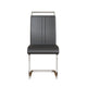 Yuna Dining Chairs with Chrome Metal Base | Set of 2 | Gray PU Leather