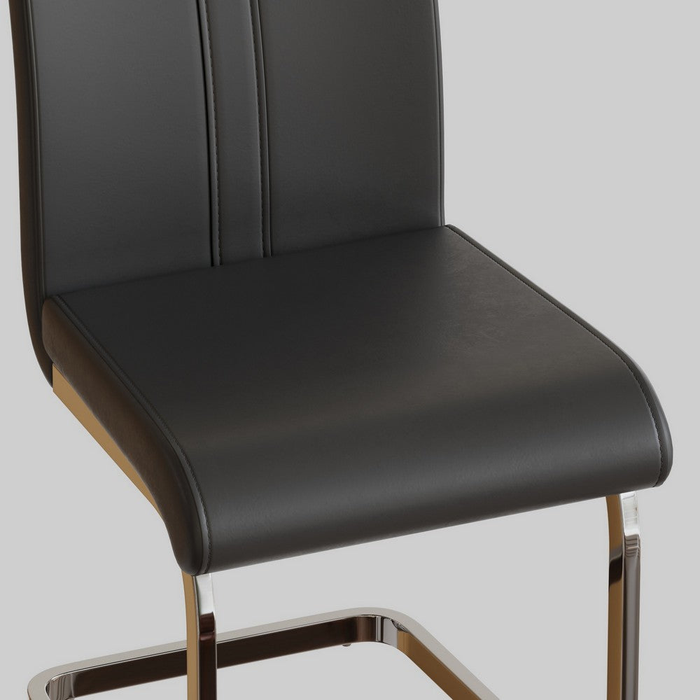 Yuna Dining Chairs with Chrome Metal Base | Set of 2 | Gray PU Leather