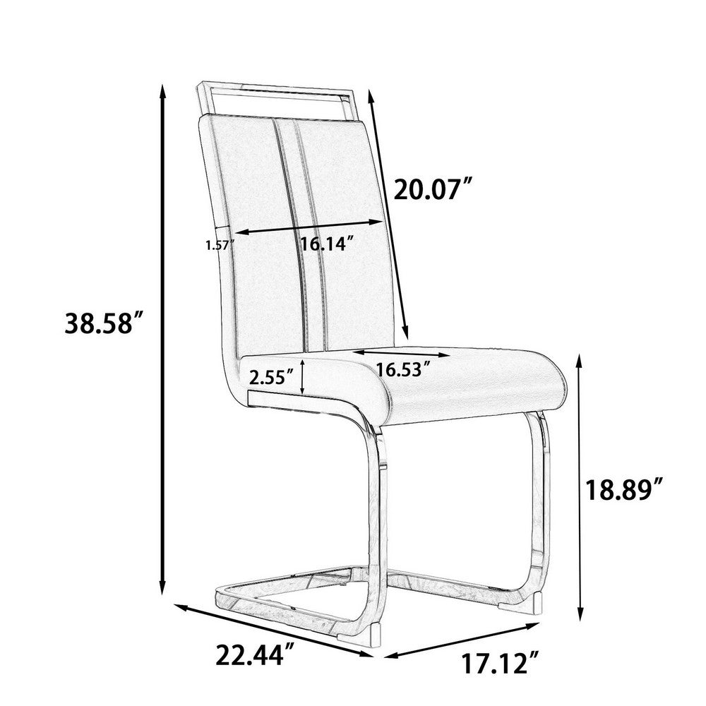 Yuna Dining Chairs with Chrome Metal Base | Set of 2 | Gray PU Leather