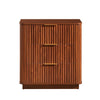 Macky Fluted Wave Nightstand with 3 Drawers | Set of 2 | Walnut Brown