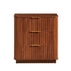Macky Fluted Wave Nightstand with 3 Drawers | Set of 2 | Walnut Brown