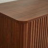 Macky Fluted Wave Nightstand with 3 Drawers | Set of 2 | Walnut Brown