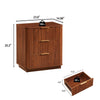 Macky Fluted Wave Nightstand with 3 Drawers | Set of 2 | Walnut Brown