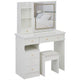 Rocky 2pc LED Vanity Desk Set w Stool | USB Charging | Sliding Mirror | White