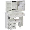 Rocky 2pc LED Vanity Desk Set w Stool | USB Charging | Sliding Mirror | White