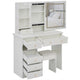 Rocky 2pc LED Vanity Desk Set w Stool | USB Charging | Sliding Mirror | White