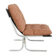 Edens Accent Chair with Chrome Metal Frame | Brown Tufted Faux Leather