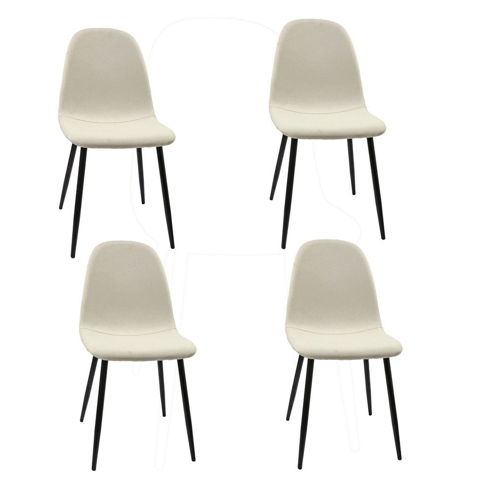 Evex Modern Dining Chairs Set of 4 with Black Metal Legs | Beige Linen