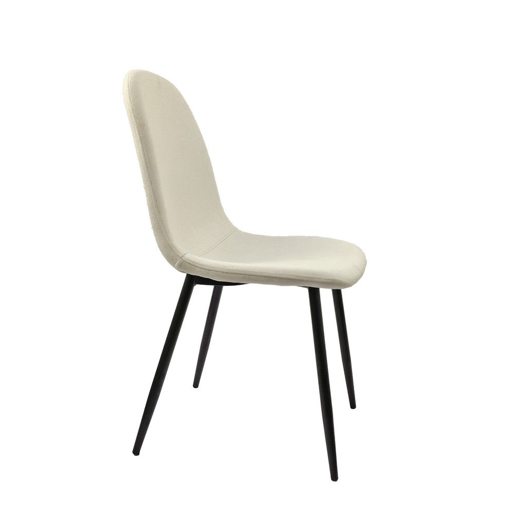 Evex Modern Dining Chairs Set of 4 with Black Metal Legs | Beige Linen