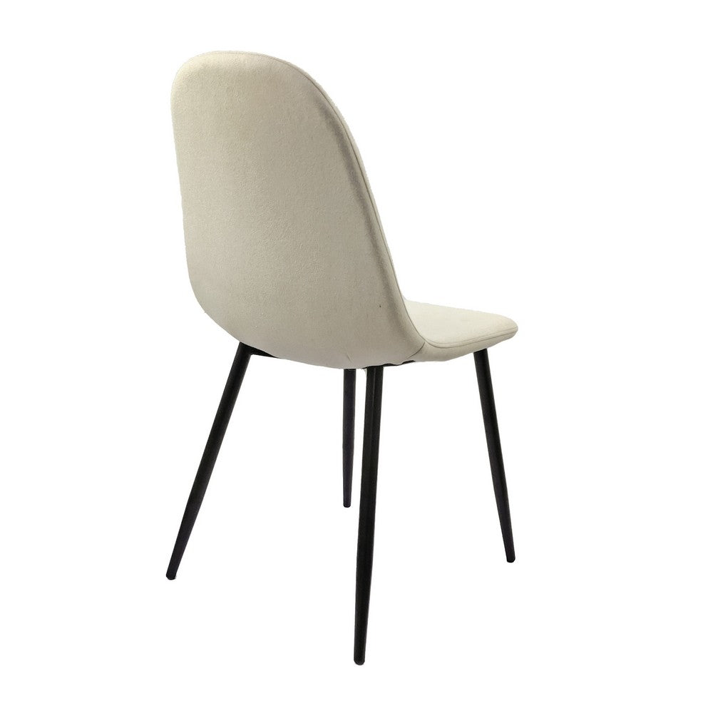 Evex Modern Dining Chairs Set of 4 with Black Metal Legs | Beige Linen