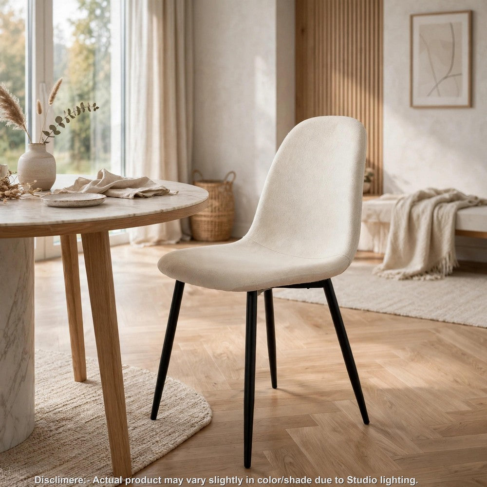Evex Modern Dining Chairs Set of 4 with Black Metal Legs | Beige Linen