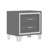Lizzy Nightstand with Glitter Trim | Metal Legs | 2 Drawers | Gray Velvet