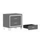 Lizzy Nightstand with Glitter Trim | Metal Legs | 2 Drawers | Gray Velvet