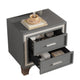 Lizzy Nightstand with Glitter Trim | Metal Legs | 2 Drawers | Gray Velvet
