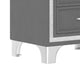 Lizzy Nightstand with Glitter Trim | Metal Legs | 2 Drawers | Gray Velvet