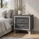 Lizzy Nightstand with Glitter Trim | Metal Legs | 2 Drawers | Gray Velvet