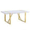 Soha Rectangular Dining Table with Gold Metal Legs | White Wood 71"