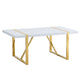 Soha Rectangular Dining Table with Gold Metal Legs | White Wood 71"