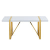 Soha Rectangular Dining Table with Gold Metal Legs | White Wood 71"