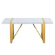 Soha Rectangular Dining Table with Gold Metal Legs | White Wood 71"