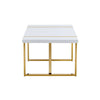 Soha Rectangular Dining Table with Gold Metal Legs | White Wood 71"