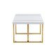 Soha Rectangular Dining Table with Gold Metal Legs | White Wood 71"