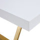 Soha Rectangular Dining Table with Gold Metal Legs | White Wood 71"