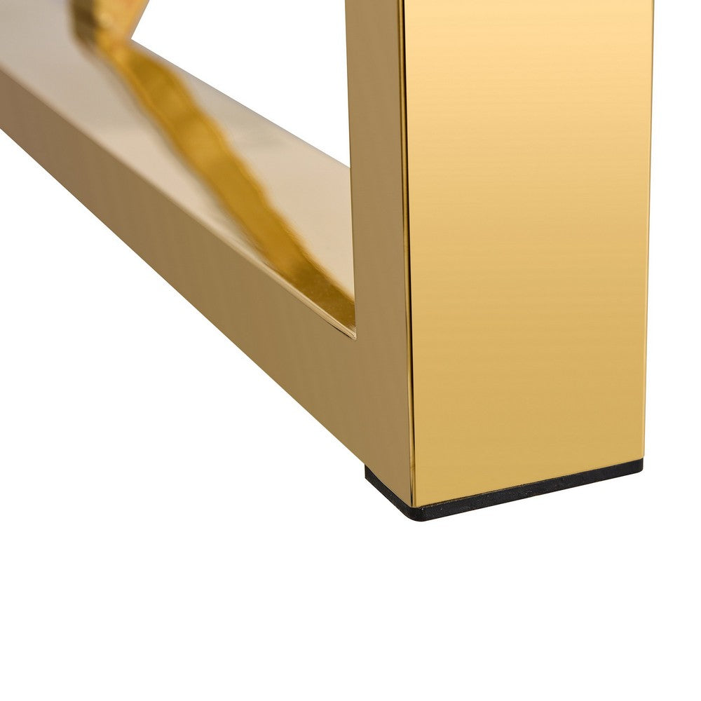 Soha Rectangular Dining Table with Gold Metal Legs | White Wood 71"