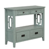 Freddy Sofa Console Table | 4 Drawers and Shelf | Blue Pine Wood 36"