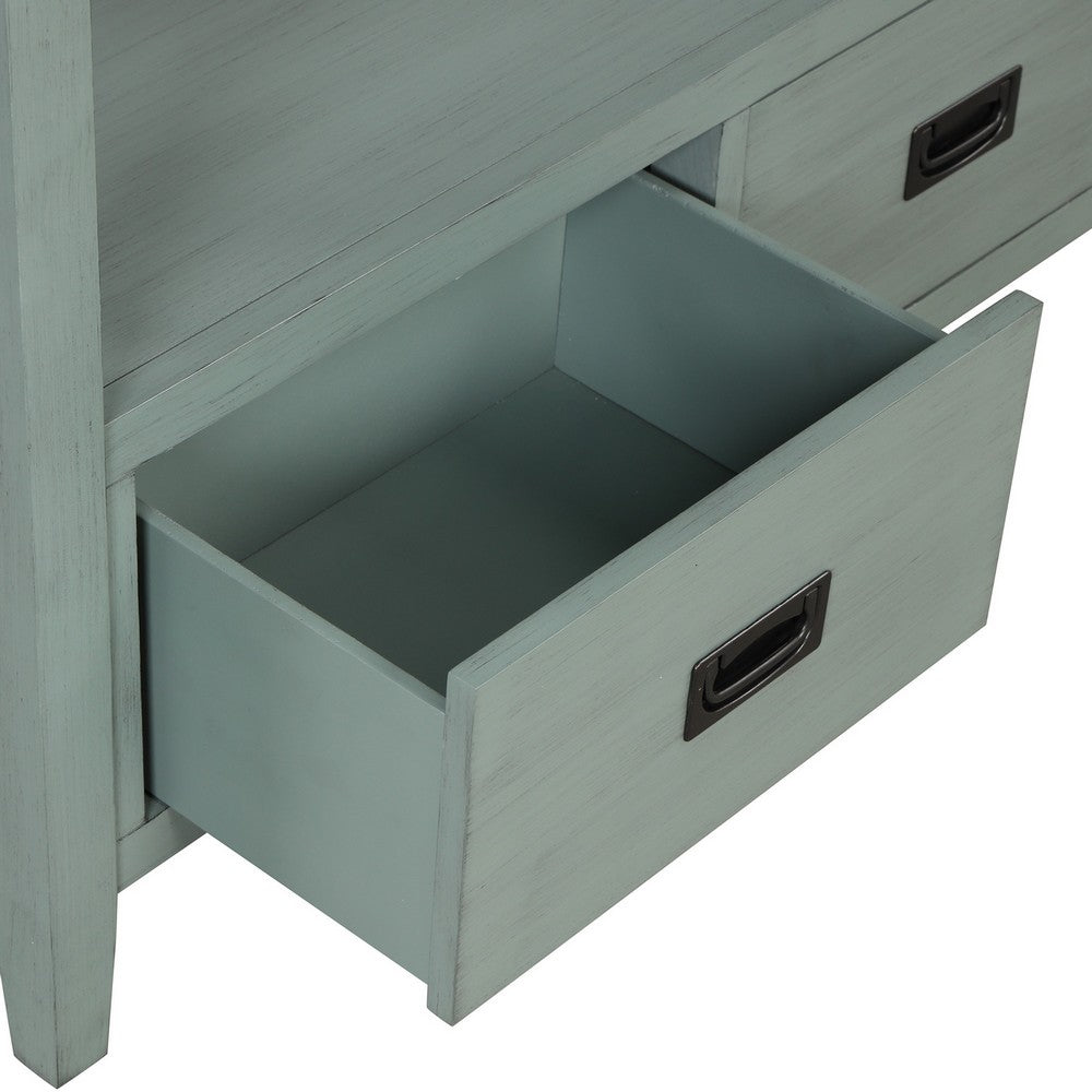 Freddy Sofa Console Table | 4 Drawers and Shelf | Blue Pine Wood 36"
