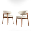 Mico Dining Chairs | Set of 2 | Walnut Brown Wood | White Faux Leather