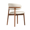 Mico Dining Chairs | Set of 2 | Walnut Brown Wood | White Faux Leather