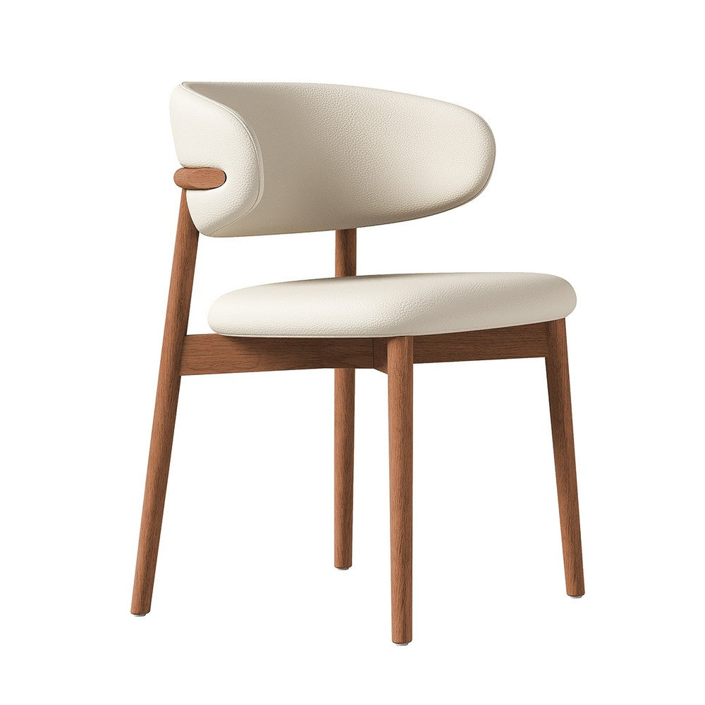 Mico Dining Chairs | Set of 2 | Walnut Brown Wood | White Faux Leather