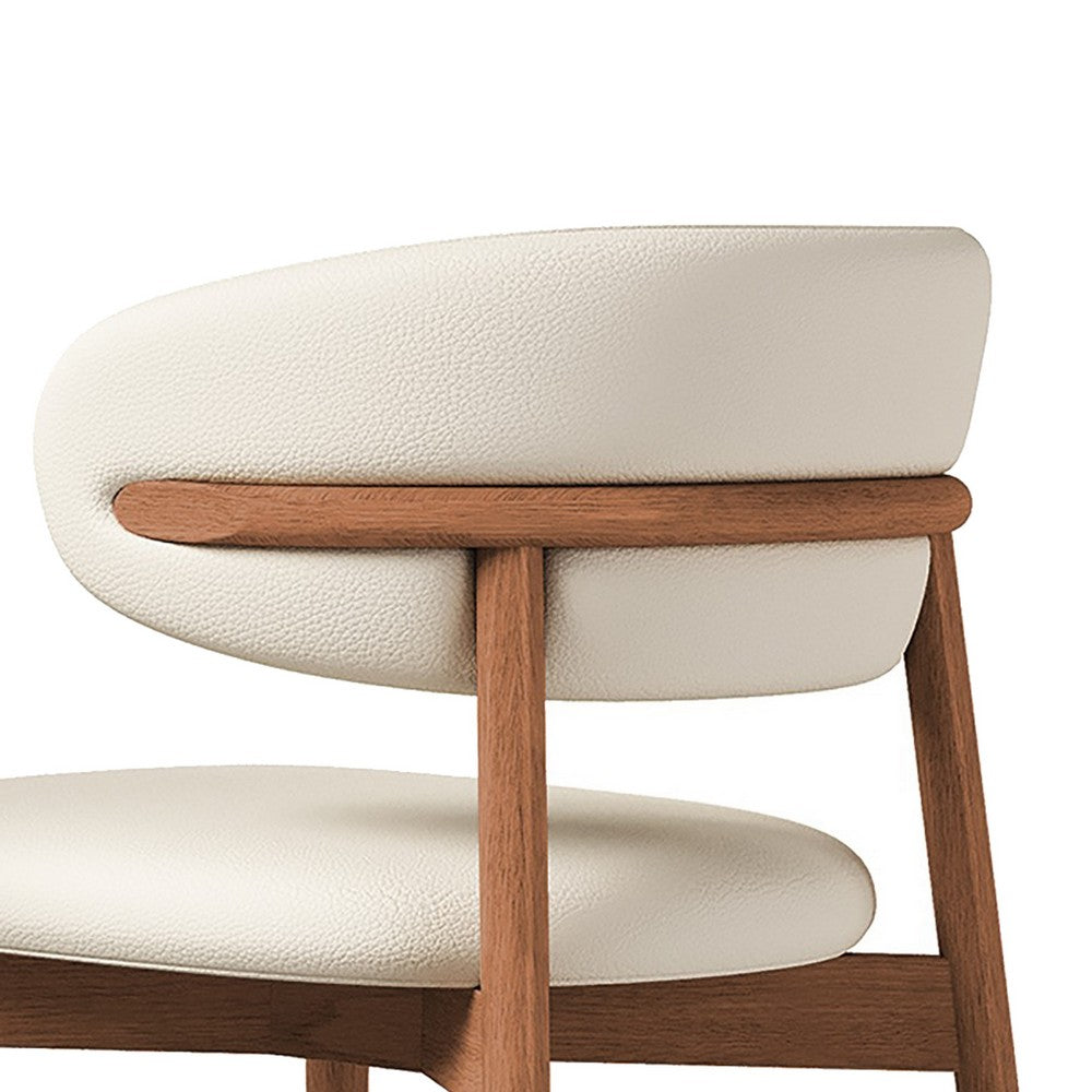 Mico Dining Chairs | Set of 2 | Walnut Brown Wood | White Faux Leather