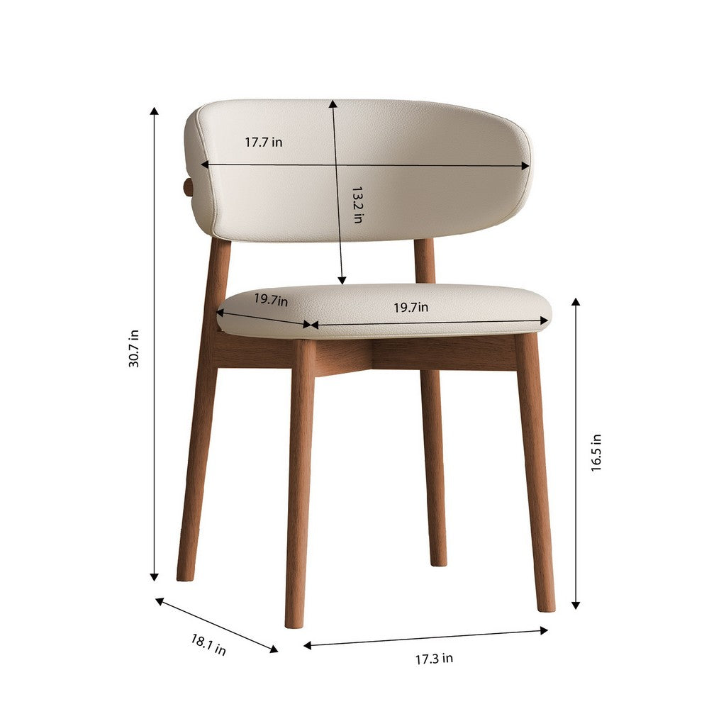 Mico Dining Chairs | Set of 2 | Walnut Brown Wood | White Faux Leather